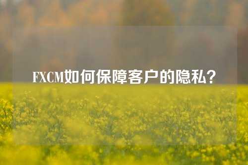 FXCM如何保障客户的隐私？