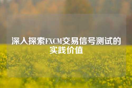 深入探索FXCM交易信号测试的实践价值