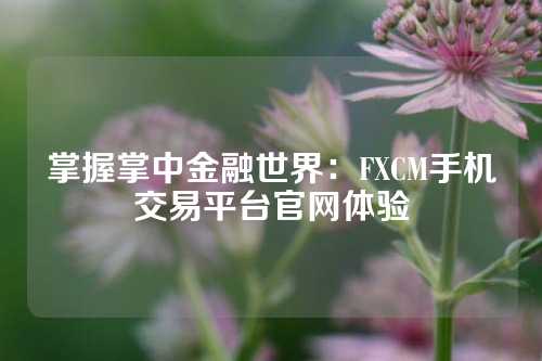 掌握掌中金融世界：FXCM手机交易平台官网体验